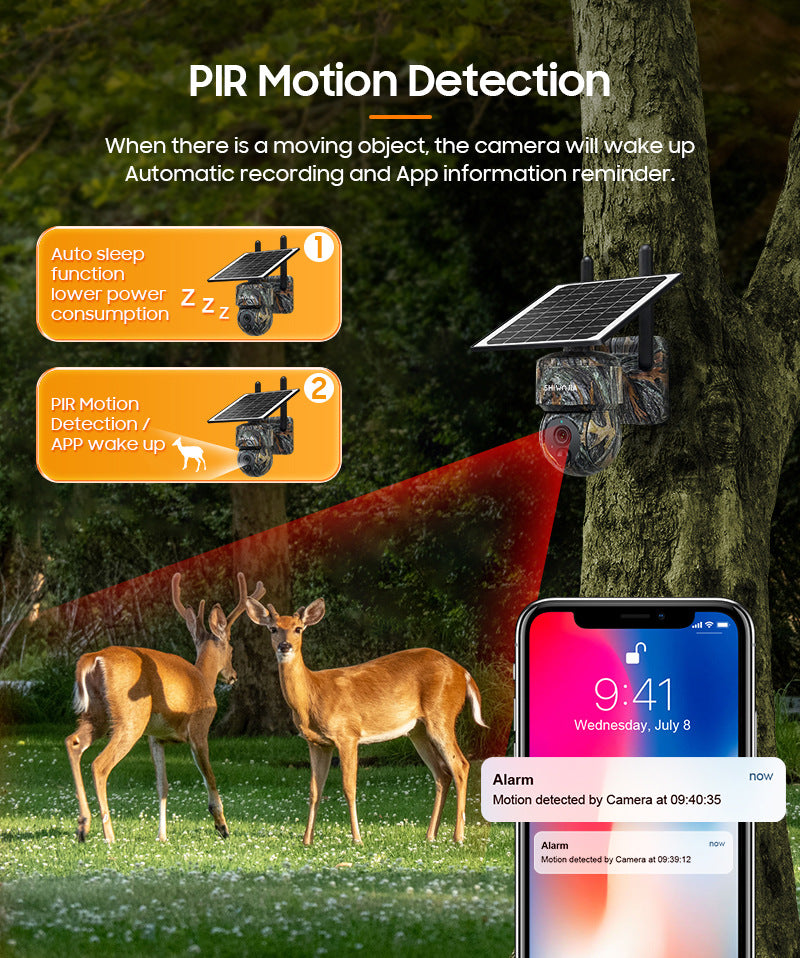 Outdoor Maple Leaf Camouflage Solar Camera4MP Low Power Consumption4G High Definition Forest Remote Early Warning Monitoring