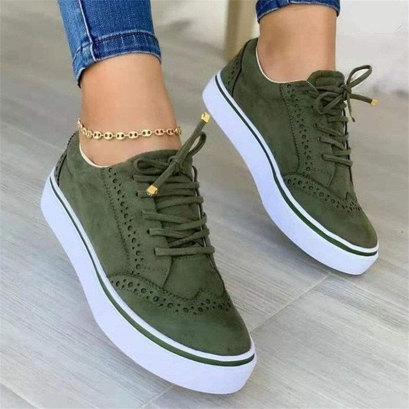 plus Size2025Autumn New Lace-up Casual Women's Shoes Round Toe Flat Solid Color Women's Shoes