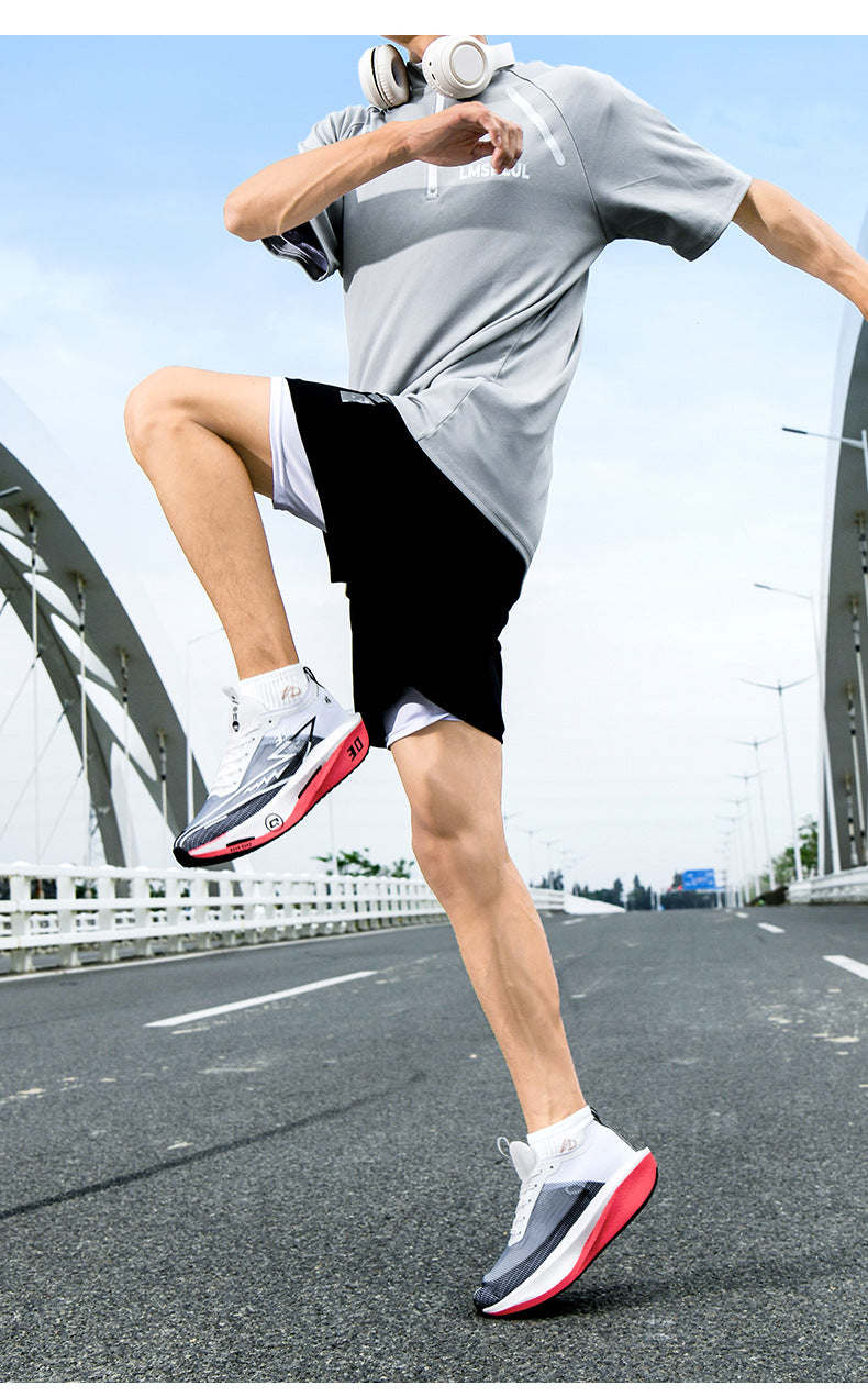 2025New Fashionable Casual Breathable Comfortable Running Shoes with Real Carbon Plate High Elasticity Shock Absorption for Student Training Sports Shoes