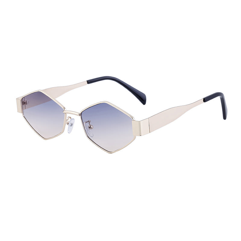 European and American Fashion Irregular Metal Sunglasses for Women Trendy Personality Wide Temple Sunglasses Wholesale sunglass