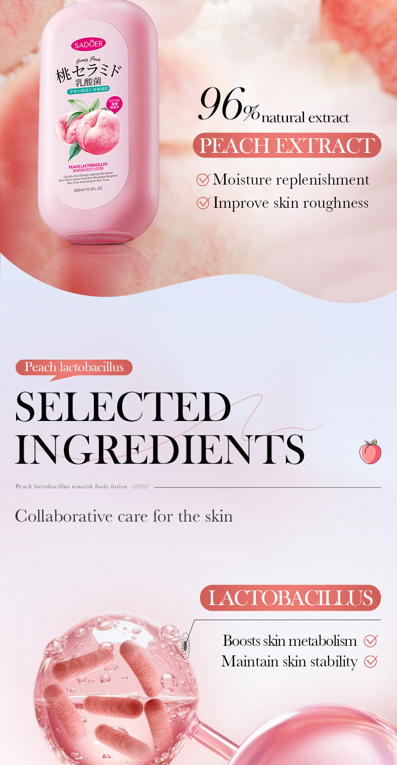 Peach Lactobacillus Body Lotion SADOER Autumn and winter moisturizing body cream cross-border foreign trade wholesale