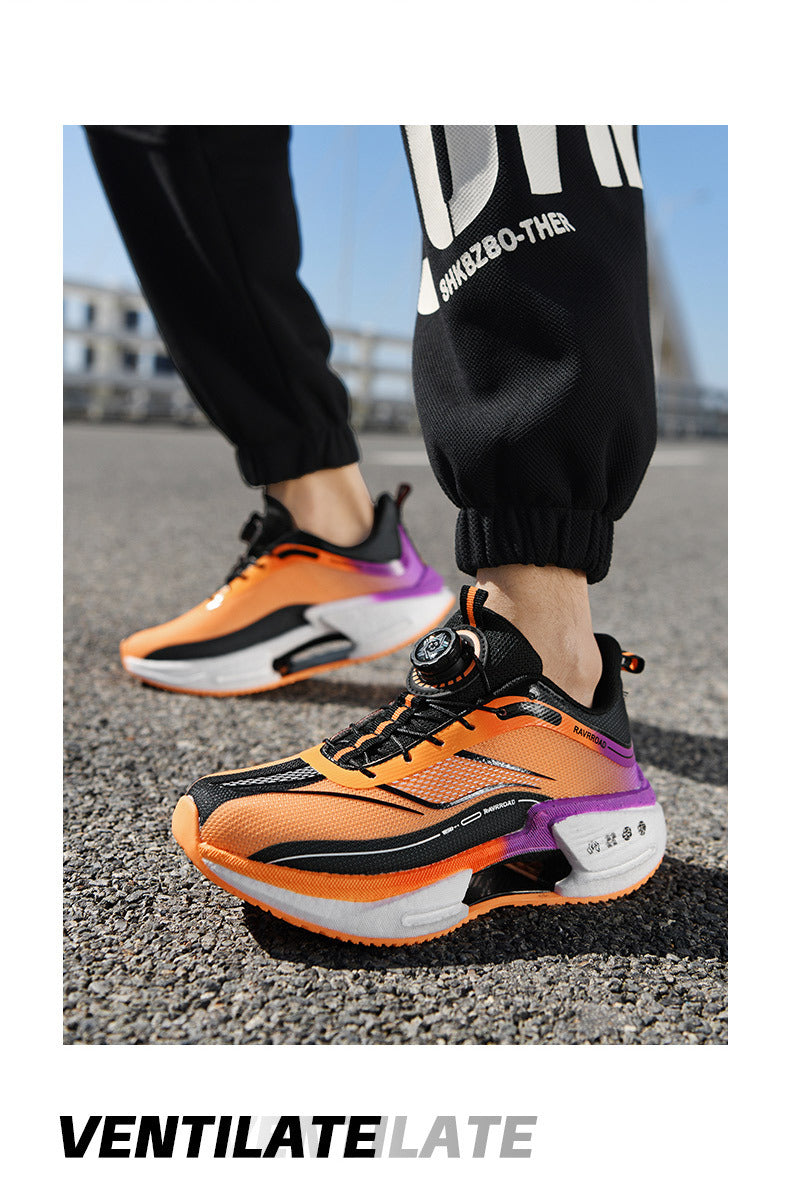 2025New Hollow Popcorn Carbon Plate Soft Sole Running Shoes for Men Training Combat High Elastic Shock Absorption Breathable Sports Shoes