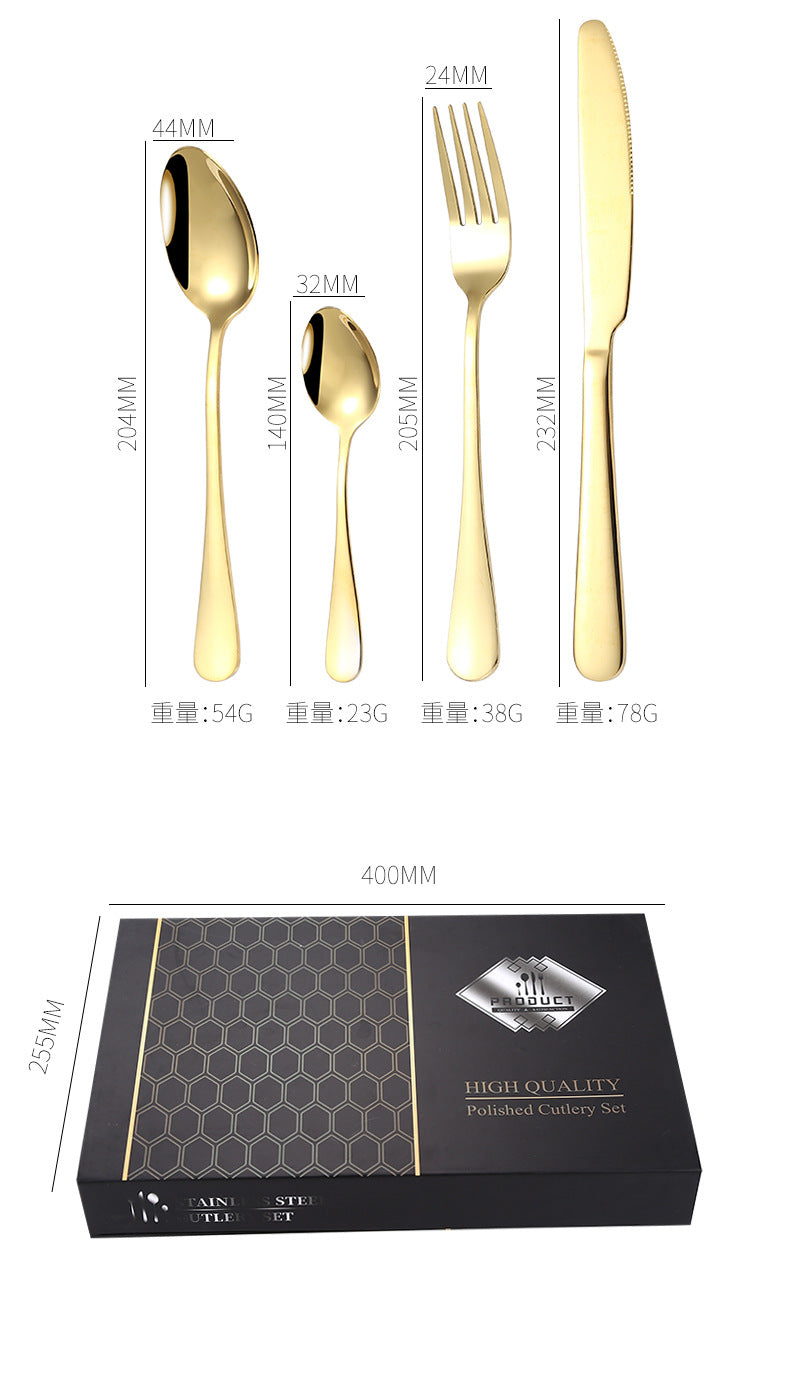 1010Stainless Steel Tableware Hotel Restaurant Knife Fork Spoon Set Western Steak Knife Fork24Set