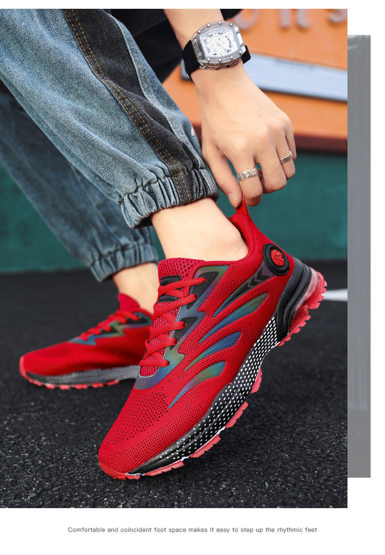 Men's Sports Casual Shoes Marathon Extra Large Size Cushion Shoes Flyknit Four Seasons Rubber Wear-resistant Non-slip Sports Shoes