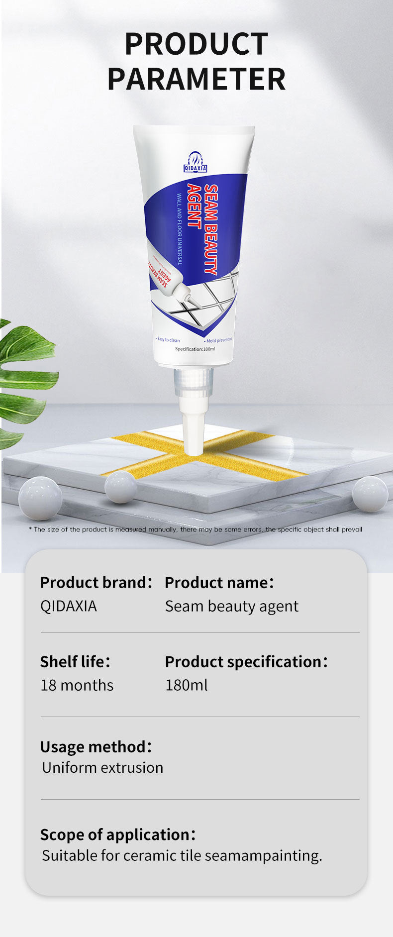 Tile Grout Water-Based Tile Floor Tile Grout Waterproof Mildew-Proof Sink Toilet Hand-Squeeze Grout