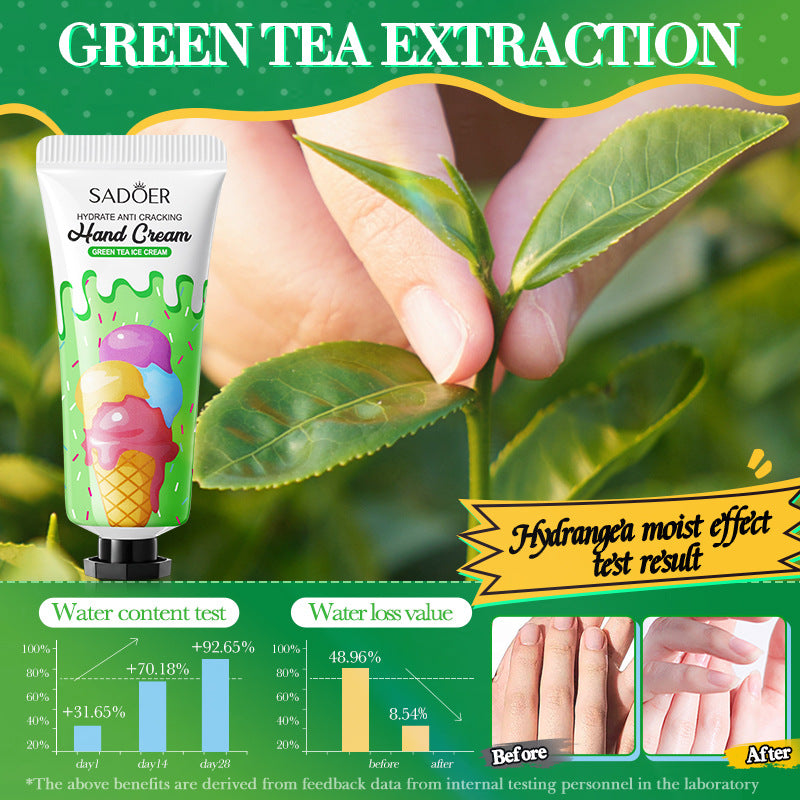 Green Tea Ice Cream Hydrating Hand Cream SADOER Autumn and winter hand cream cross-border foreign trade wholesale