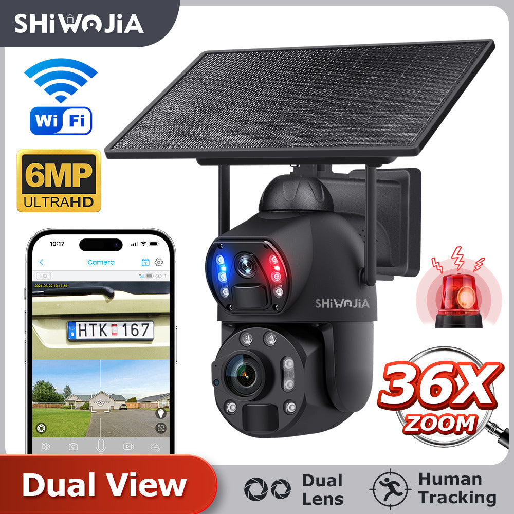 Outdoor36Zoom600Ultra HD Dual Screen Solar Camera Metal Heat Dissipation Night Vision Waterproof Dome Camera