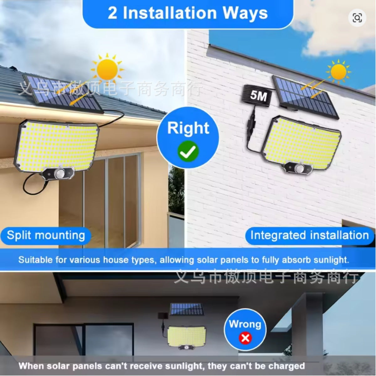 New Solar-Powered Light234LED Courtyard Waterproof Garden Villa Lighting Lamp Split Type Outdoor Lighting Lamp