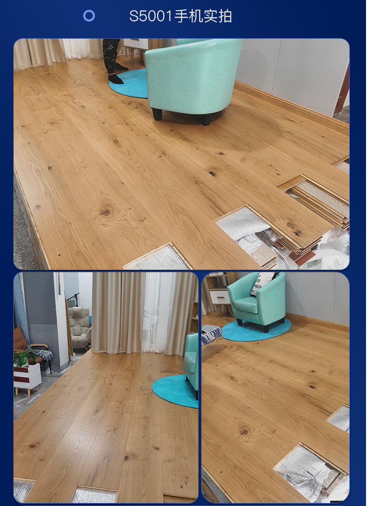 Door-to-Door Installation Old Three-Layer Large Board Pure Three-Layer Solid Wood Floor Oak Log3.0-4.0mm Underfloor Heating