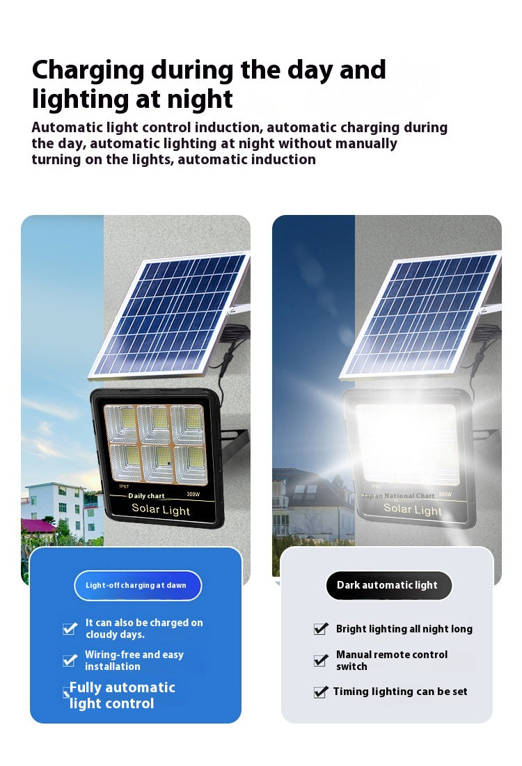 100W-300W Smart Super Bright Outdoor Waterproof Garden Light Split Solar Flood Light for Yard Lighting