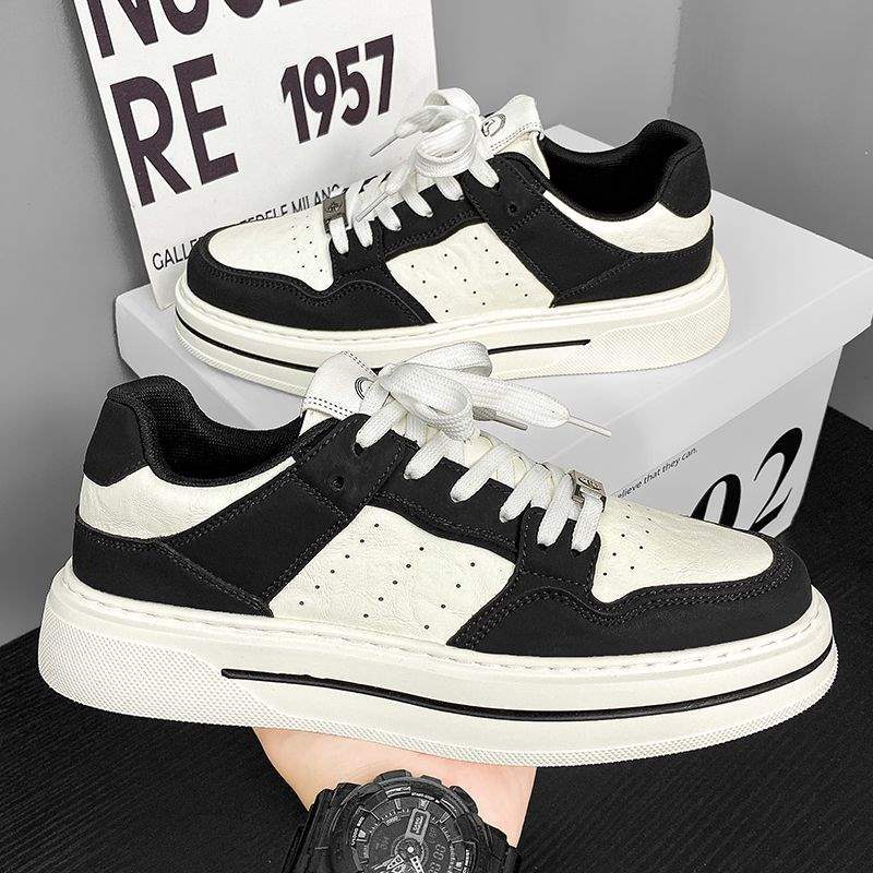 Internet Celebrity Men's Shoes Winter Versatile Casual Trendy Brand Sneakers Leather Waterproof Student Sports Height-Increasing White Trendy Shoes