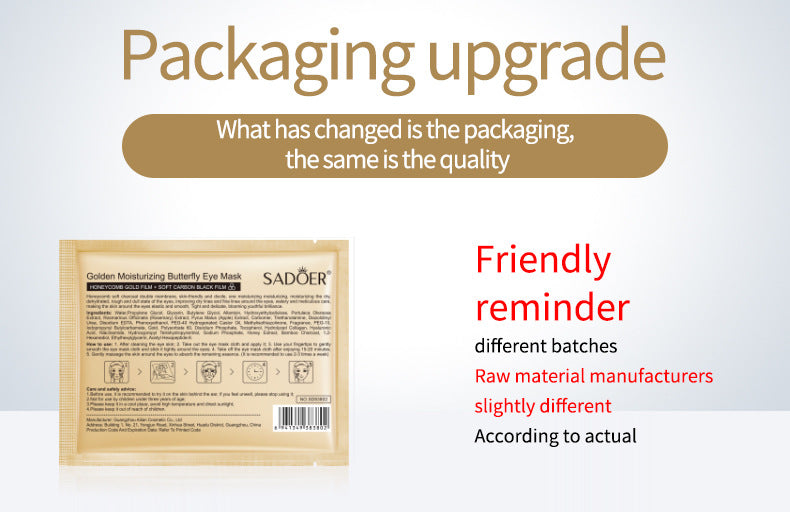 Gold Butterfly Eye Mask SADOER Eyes mask15g Moisturizing and Nourishing Tablets for Cross-Border Wholesale