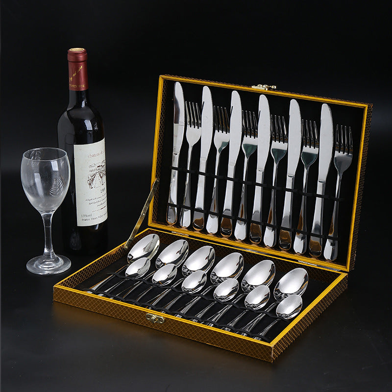1010Cutlery Set Hotel Holiday Steak Western Food Tableware24Gift Set Wooden Box