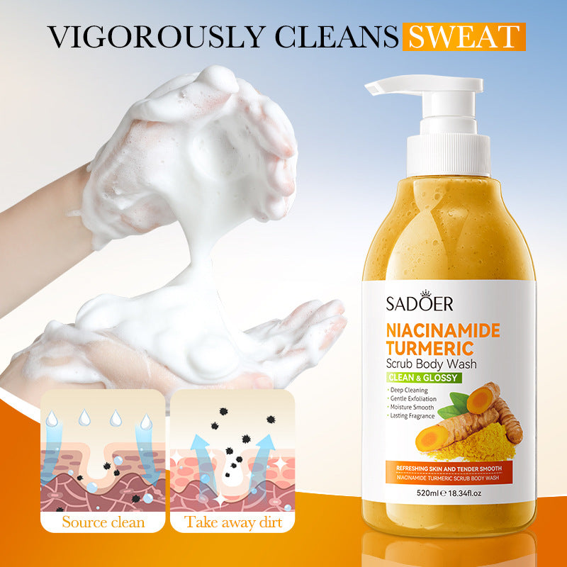 Turmeric Scrub Body Wash520ml  Niacinamide Cleansing Body Shower Gel Export Manufacturer Wholesale