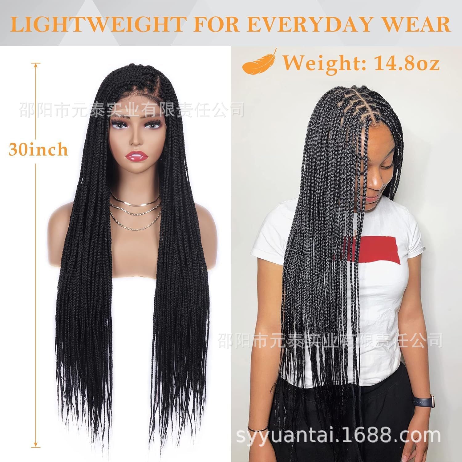 Full Double Lace 36" Braided Wigs  Cross Knotless Box Wigs
