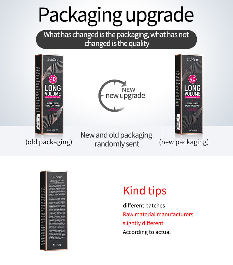 Makeup12g SADOER4D Curling Eyelashes Thick and Long Styling Mascara Cross-Border Foreign Trade Wholesale