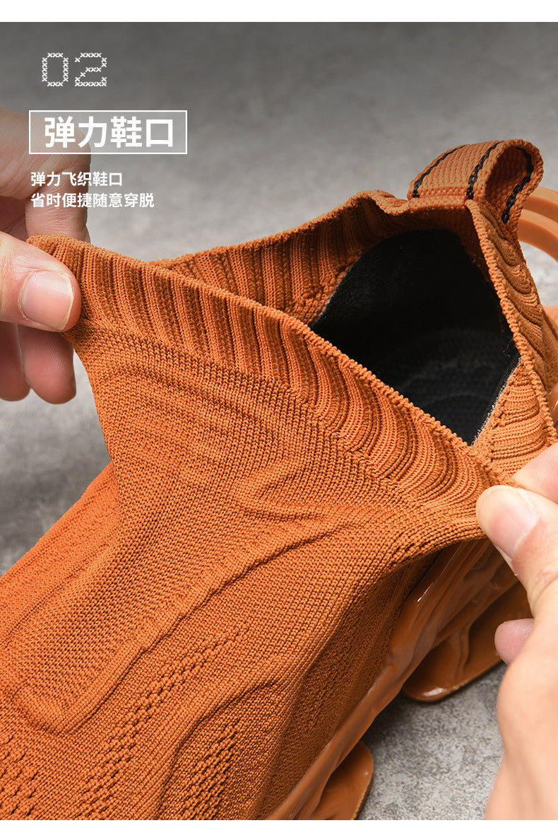 Summer Breathable Mesh Large Size Men's Shoes Trendy Mesh Shoes Men's Blade Running Shoes Sports Height-Increasing Flyknit Socks Trendy Shoes