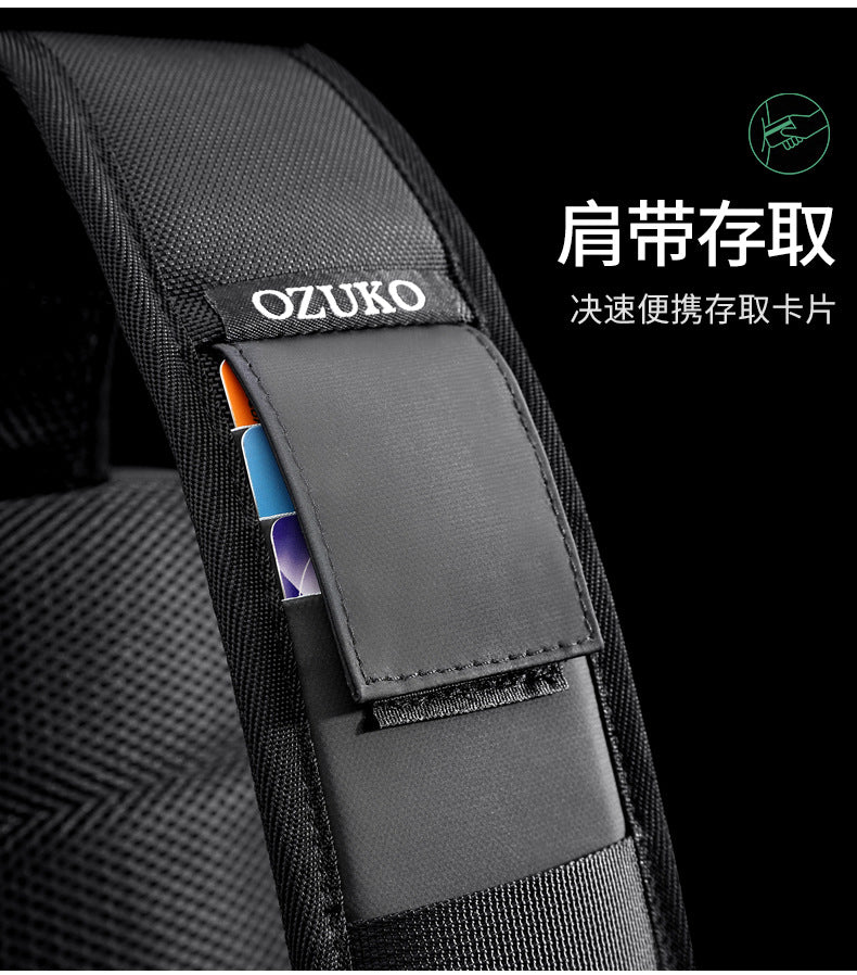 OZUKO Men's Functional Chest Bag Waterproof Crossbody Bag Multifunctional Shoulder Bag Outdoor Sports Large Capacity Trendy Bag
