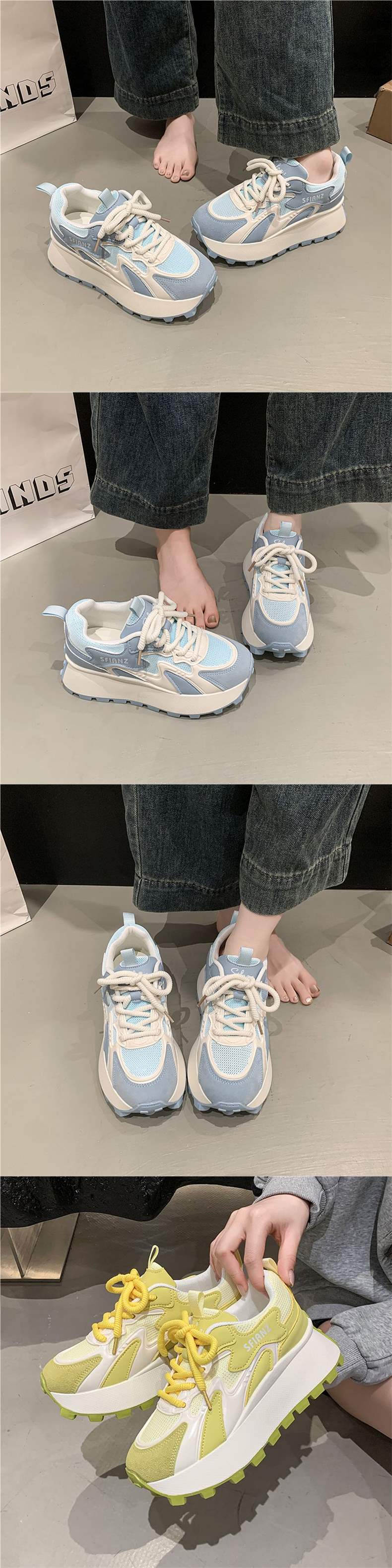Women's Mesh Forrest Gump Shoes2025New Summer Style Foot-Slimming Versatile Breathable Color-Block Casual Dad Sneakers