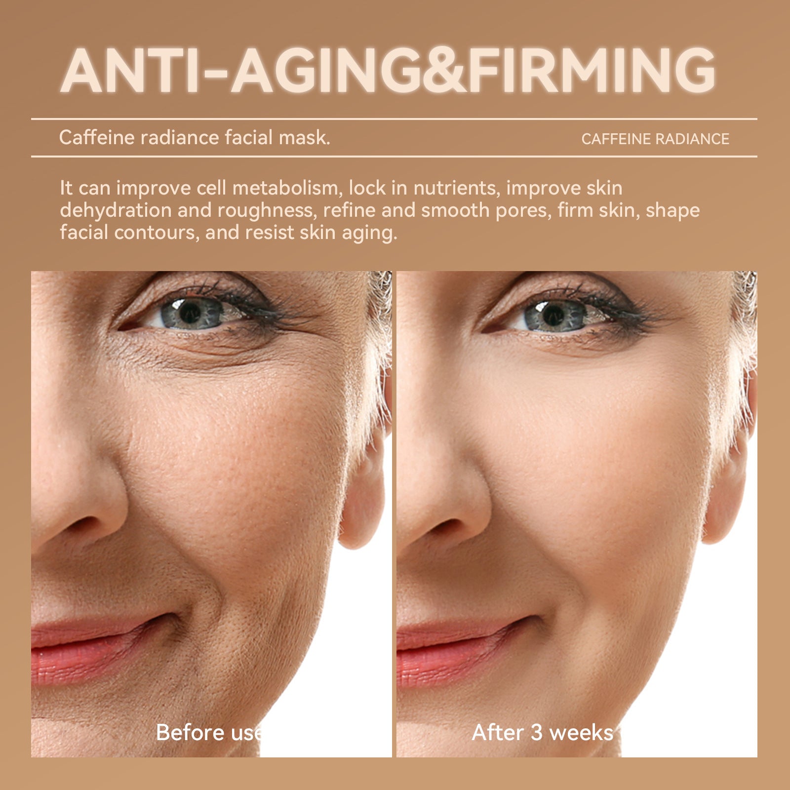 Caffeine facial mask12One-time Use Caffeine Revitalizing Firming Sculpting Face Mask