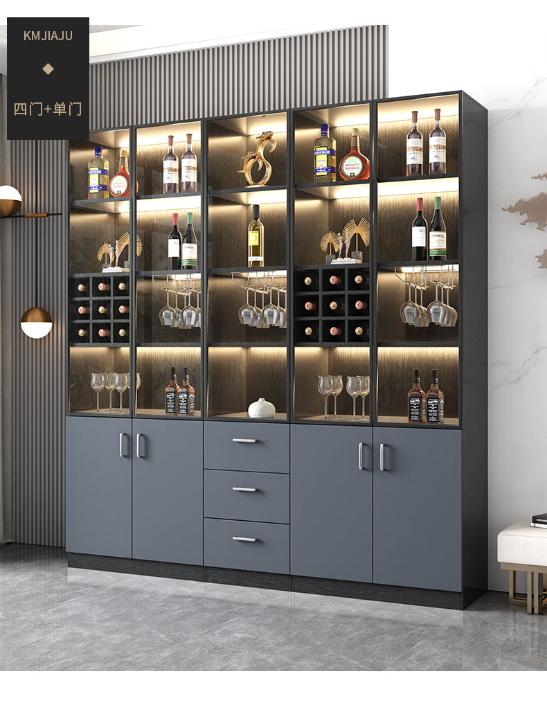 Glass Wine Cabinet for Living Room, Wall-Mounted, Modern Minimalist, Light Luxury, Double-Door Wine Cabinet, Home Dining Side Cabinet, High-End Display Storage Cabinet
