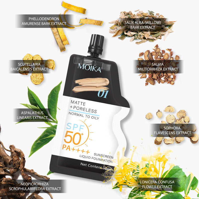 Full Moisture Sunscreen Foundation Oil Control Non-Cakey Concealer Primer for Dry Skin Non-Caking