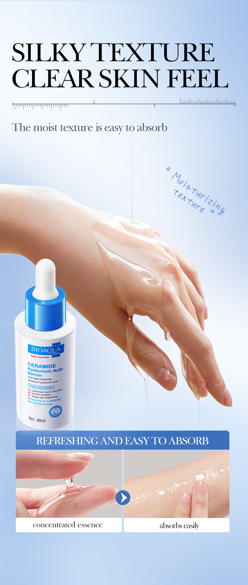 BIOAOUA Ceramide Hyaluronic Acid Moisturizing Essence Hydrating Essence Liquid  Wholesale