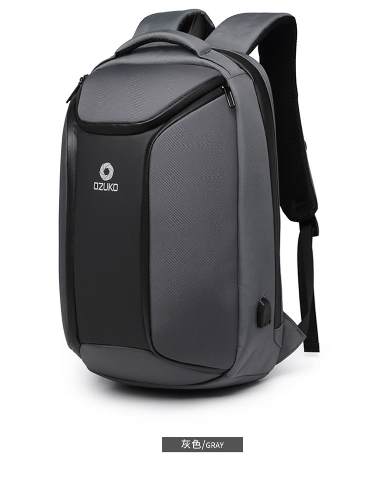 ozuko New Men's Business Backpack School Bag Student Multifunctional Computer usb Waterproof Korean Style Backpack