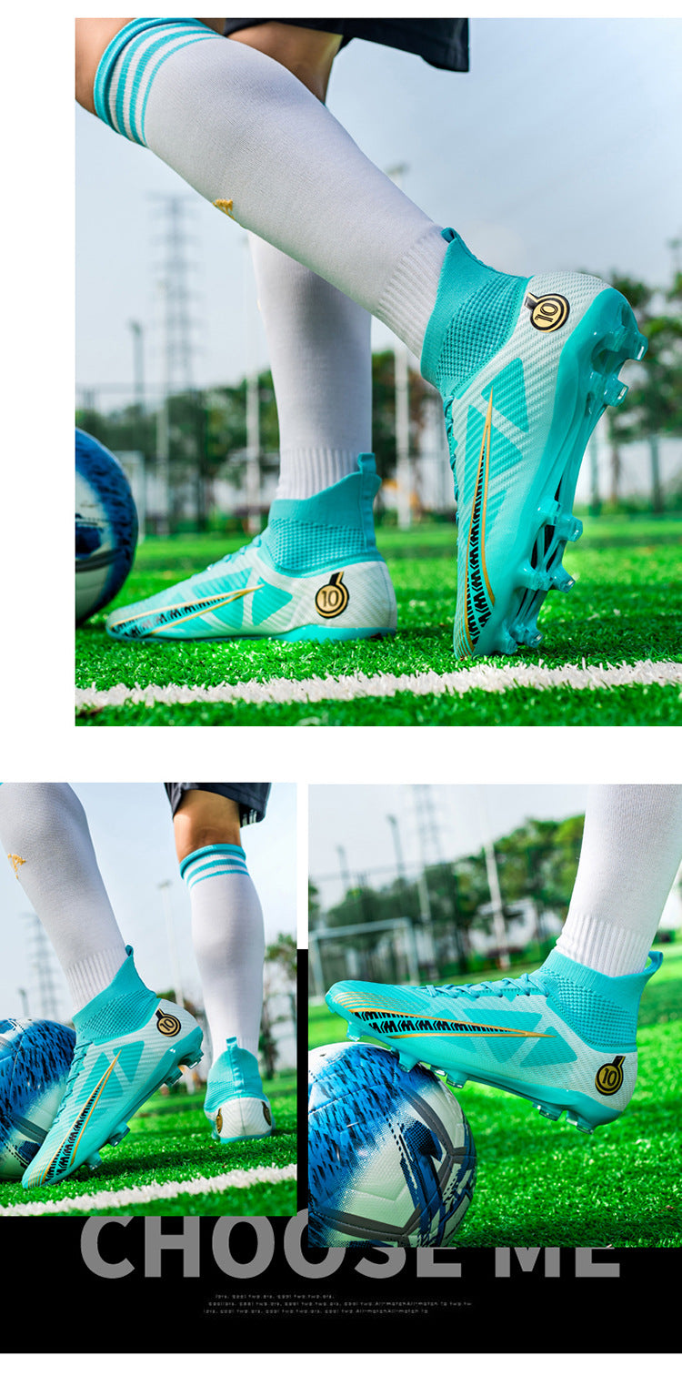 World Cup Football Shoes Men's High Top Long Spike Lawn Broken Spike Youth Student Competition Training Shoes