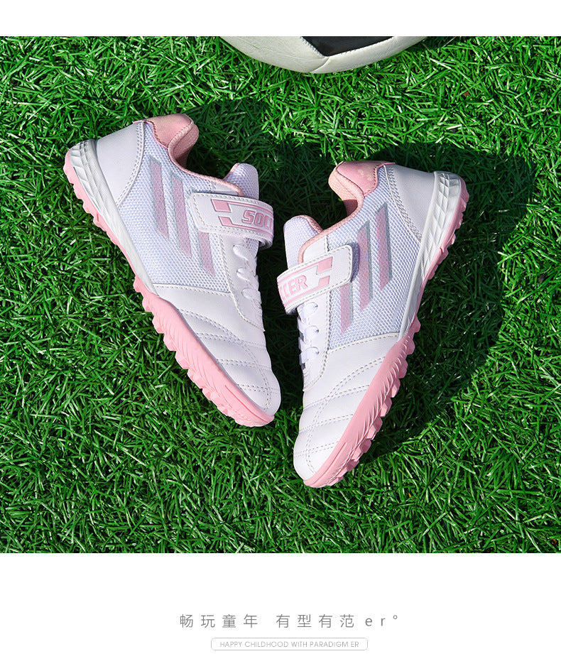 New football shoes for men and women with Velcro for children TF Broken Nail Style Youth Student Grassland Flat Training Shoes