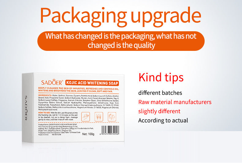 Full English Kojic Acid Whitening Soap100g SADOER Clean Bathing Facial Soap Handmade Soap  Wholesale