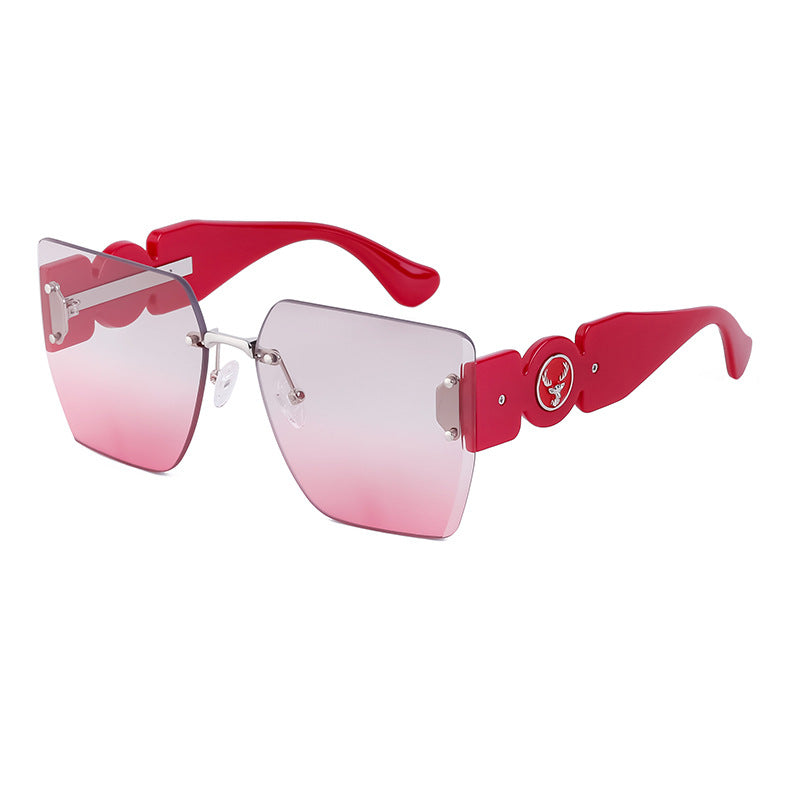 European and American Fashion Square Frame Sunglasses for Women, Trendy Rimless Cut Edge Sun Protection Sunglasses for Women sunglasses