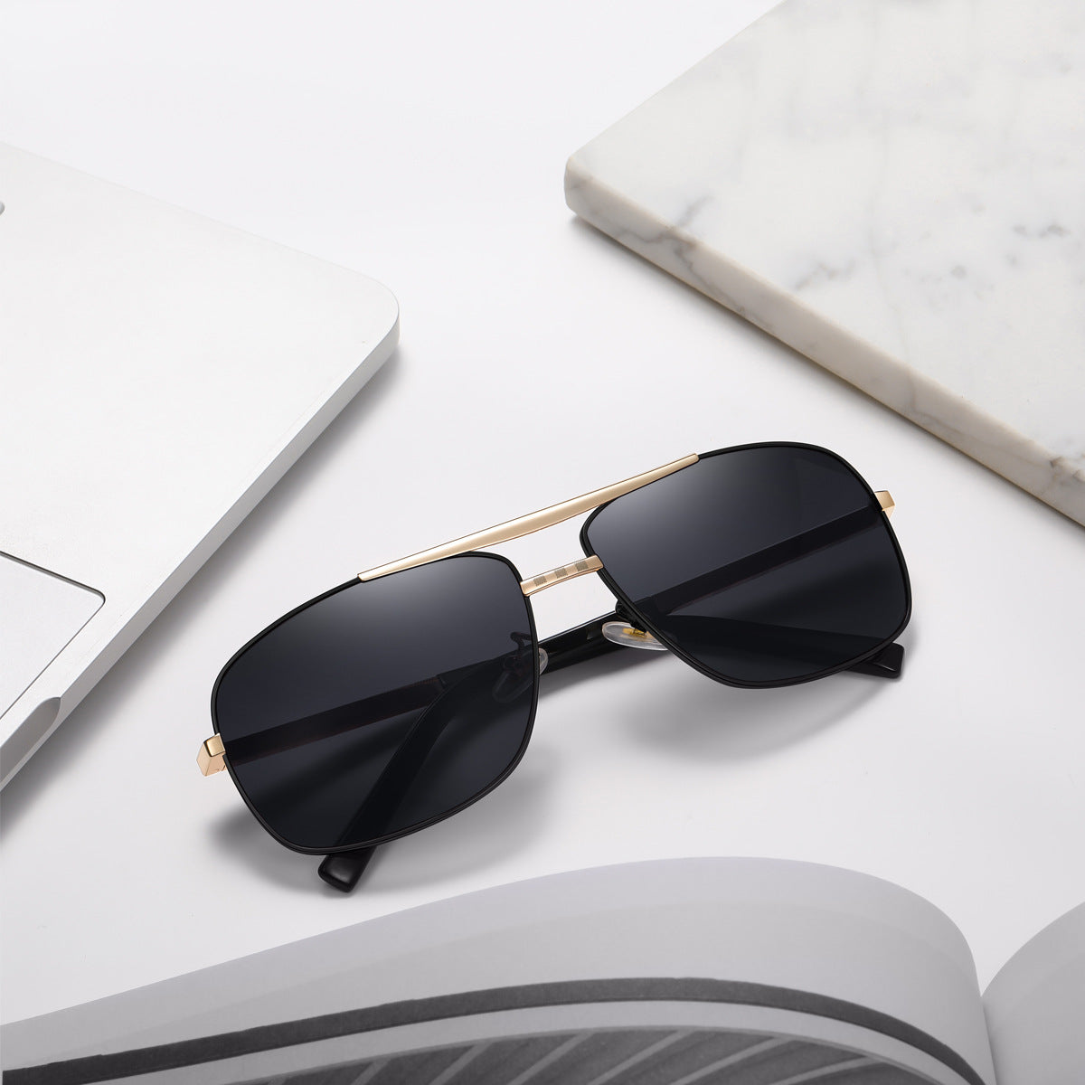 New style sunglasses for men ATTITUDE Vintage Square Frame Slingshot Sunglasses Trendy Men Street Style Fashion shades