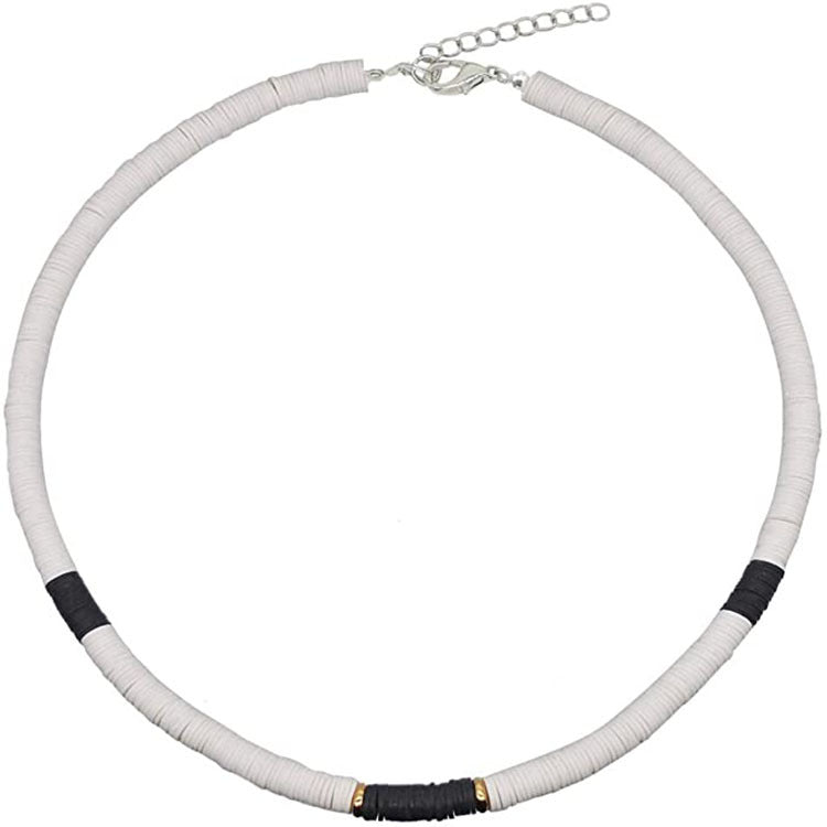 Hawaiian Women's Collarbone Chain6mm Colorful Soft Clay Lobster Clasp Chain Necklace Beach Soft Clay Necklace