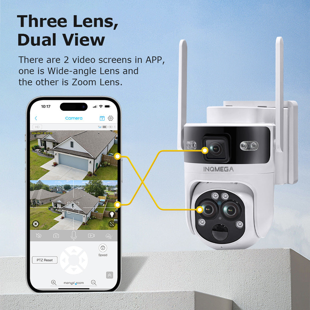 Manufacturer Private Model Outdoor4G Three-eye Solar Camera6MP High Definition Full Color1510x Zoom Solar Surveillance