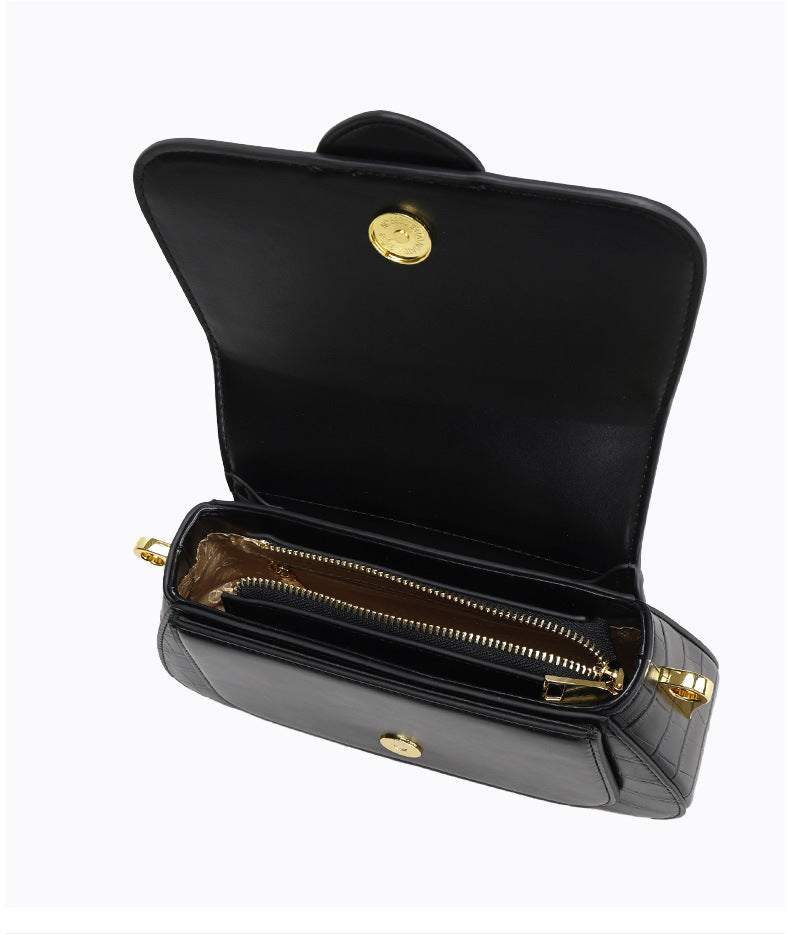 2024Spring Summer New Simple Niche Design Women's Bag Versatile Shoulder Underarm Bag Crocodile Pattern Small Square Bag Crossbody Bag