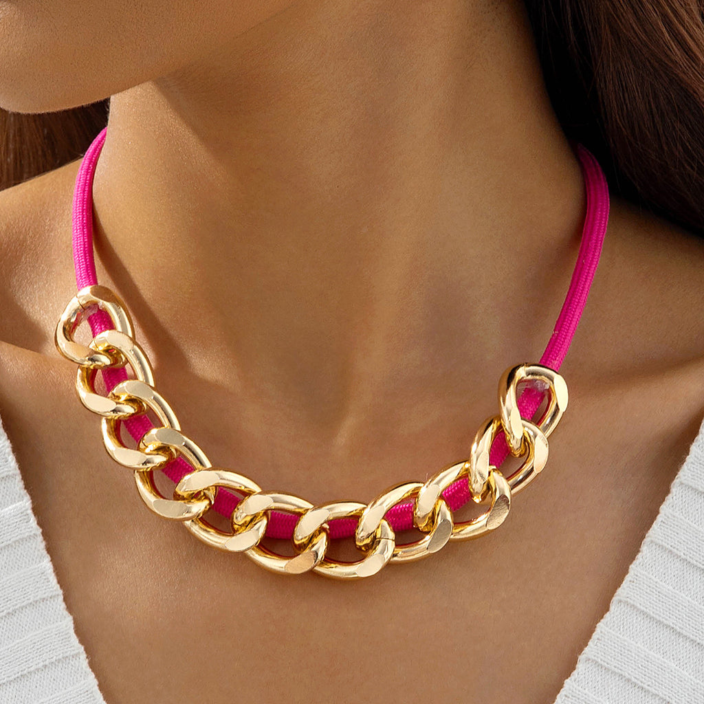 European and American Style Unique Knot Design Statement Necklace Drawstring Snake Chain Clavicle Chain Women's Simple Pendant Jewelry