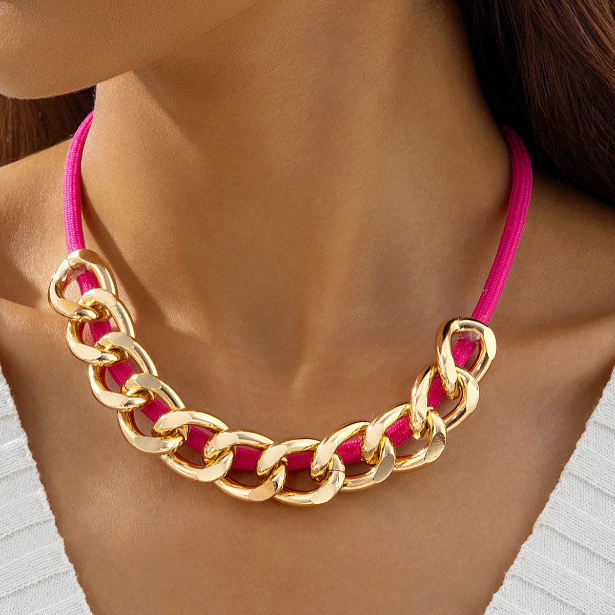 European and American Style Unique Knot Design Statement Necklace Drawstring Snake Chain Clavicle Chain Women's Simple Pendant Jewelry