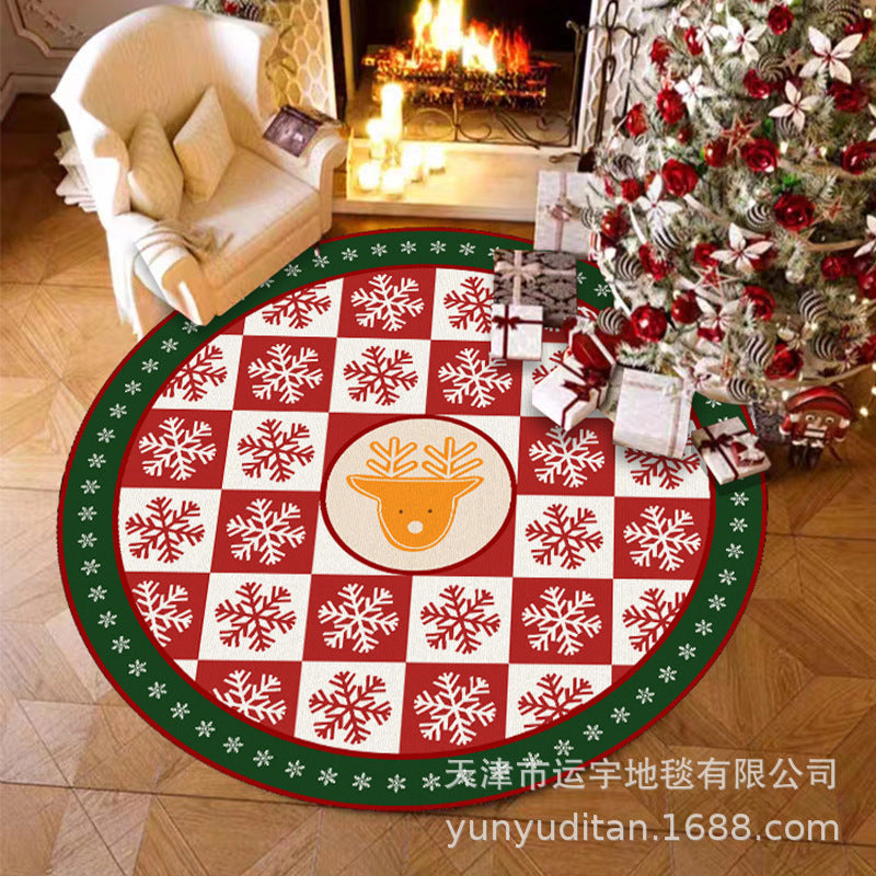 Christmas Carpet Round Living Room Mat Christmas Decoration Atmosphere Mat Christmas Tree Mat Labeling and Shipping