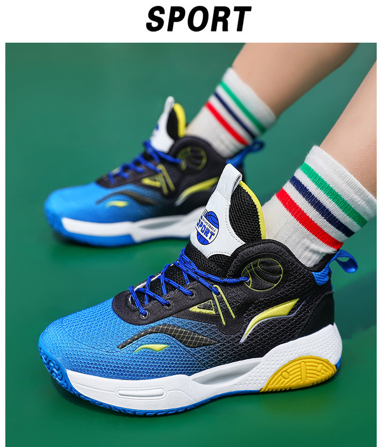 Boys' Casual Fashion Trendy Children's Shoes Non-Slip Wear-Resistant Sports Shoes for Elementary School Students Training Multi-Color Basketball Shoes