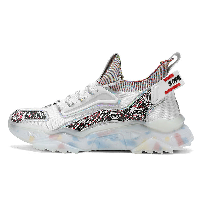 Men's Sports Shoes Autumn Non-Slip Wear-Resistant Running Shoes Versatile Youth Flyknit Breathable Mesh Shoes Retro Trendy Shoes