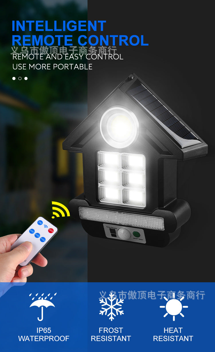 Solar Street Light Human Body Sensing Small Wall Light with Remote Control Garden Light COB Security Light Waterproof Garden Light