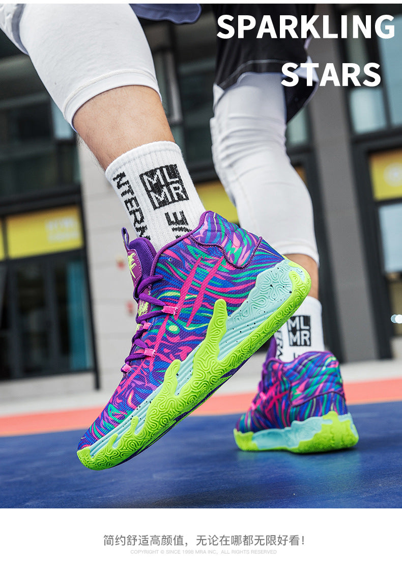 New Mid-Calf Professional Basketball Shoes Outdoor Practical Breathable Couple Shoes Thick Sole Non-Slip Unisex Shock Absorption Sports Shoes