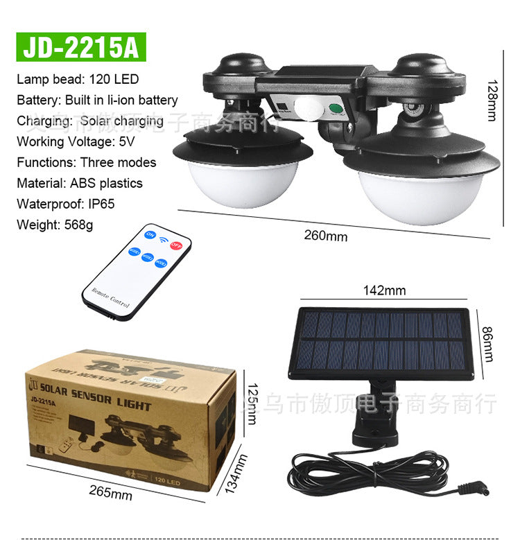 New Double-Head Retro Solar Ground Plug Light Human Body Sensing Split Light Home Wall Lighting Remote Control Light