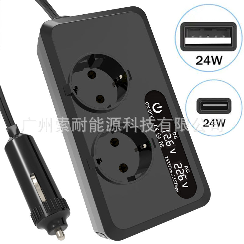 Hot Selling Car Inverter200W 12V Turn110V/220V Double USB/Type-C Mouth inverter
