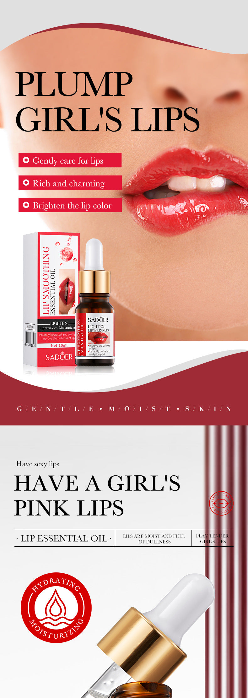 Full English Lip Care Essence Oil10ml SADOER Tender, smooth, moisturizing essential oil  wholesale