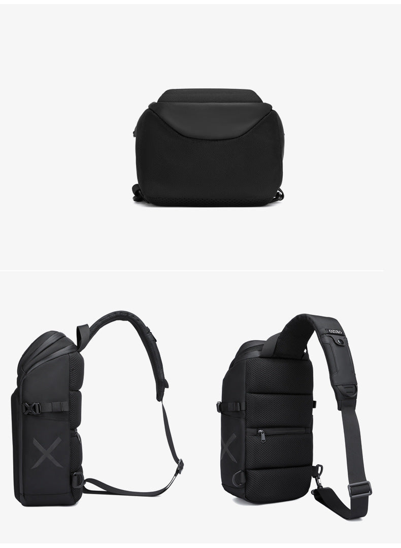 OZUKO Men's Chest Bag Waterproof Crossbody Bag Business Simple Crossbody Bag Trendy Commuter Small Backpack High-End Feel