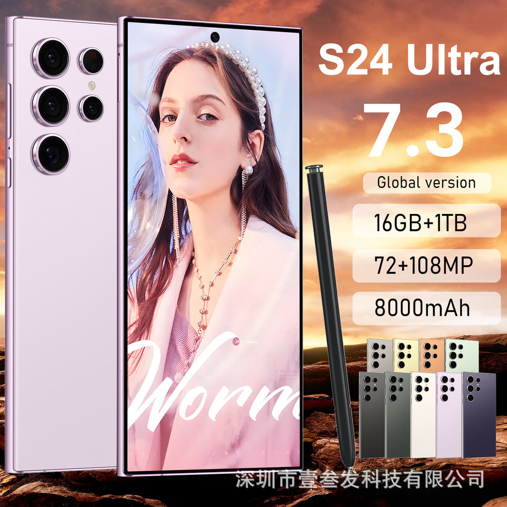 Global Mobile Phones S24 Ultra  2+16 High-end7.3Inch Large Screen1300Pixel Android8 Hd