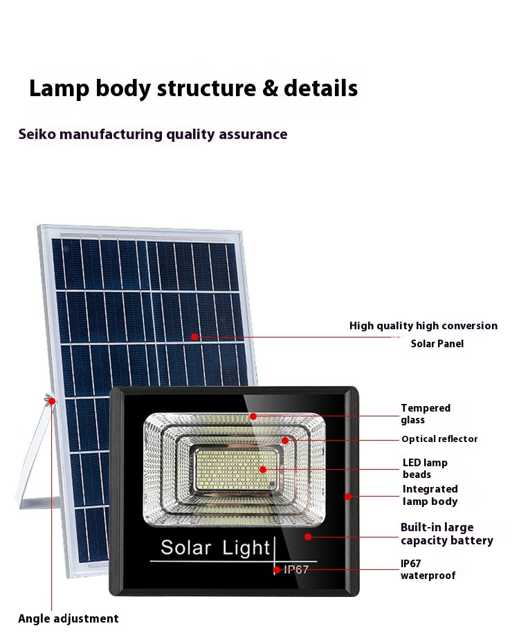 IP67 Outdoor Waterproof Solar Flood Light Intelligent Automatic Lighting in the Dark Yard Community Street Light