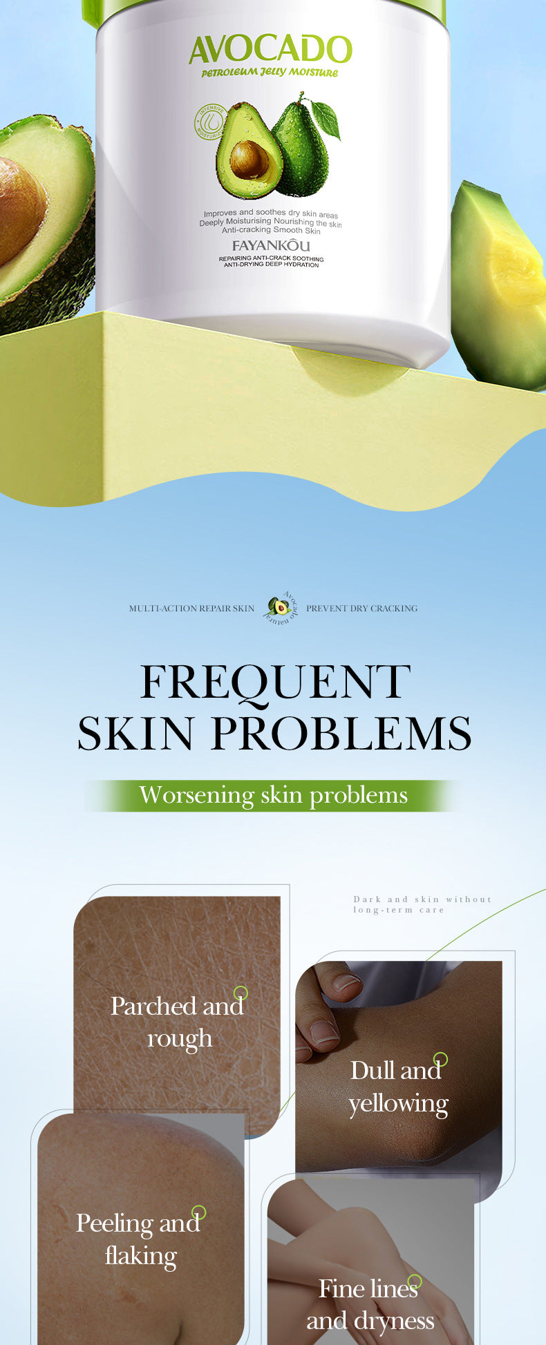 Full English Avocado Repair Cream FAYANKOU Vaseline Soothing Anti-Cracking Moisturizing Lotion  Wholesale